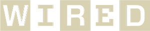 The image shows the word WIRED in uppercase white letters, each letter in a separate beige square. The style is simple and modern, reminiscent of a magazine or tech logo.