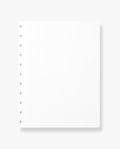 The Discbound Journal Refill (8.5" x 11") features a blank, white dot grid notebook page with left-side spiral binding, set against a light background—ideal for refilling your discbound journal and enhancing your note-taking experience.