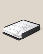 The Analog Capture Kit - Large (Black Aluminum) features large dot grid cards with black text and simple illustrations, neatly arranged in a minimalist solid black aluminum tray—perfect for capturing ideas.