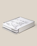 The Analog Capture Kit - Large (Silver Aluminum) features a sleek silver aluminum card tray holding large dot grid cards with black text and simple diagrams, displayed on a neutral beige background.