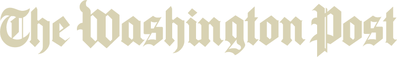 The Washington Post logo in a stylized, gothic font with light beige letters on a white background.