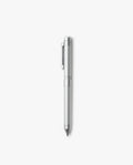 The Craft Design Technology Multifunctional Pen, featuring a silver finish, textured grip, and pocket clip, stands vertically against a plain white background.