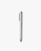 The Craft Design Technology Multifunctional Pen, featuring a silver finish, textured grip, and pocket clip, stands vertically against a plain white background.