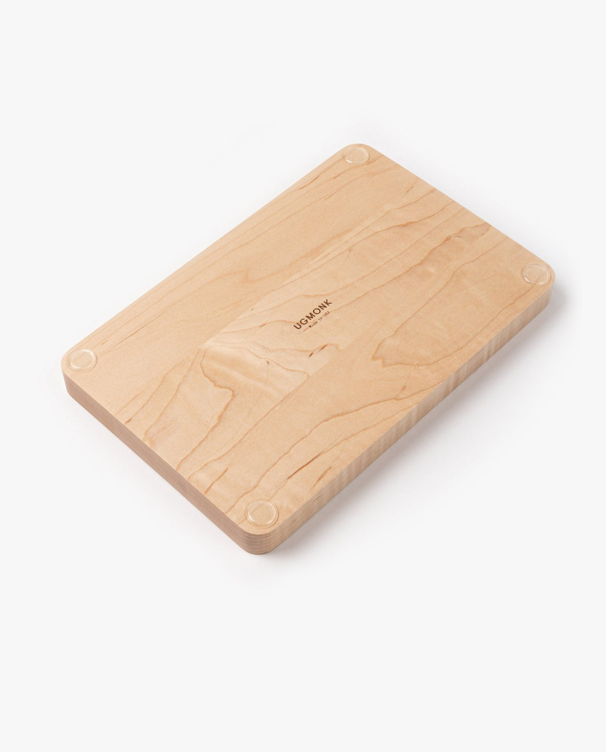 A set of three rectangular maple Valet Trays with rounded corners, four small circular rubber feet, and UNION engraved in the center, handcrafted in Pennsylvania and displayed on a white background.