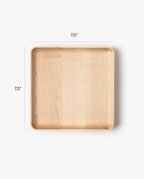The Valet Tray (Maple - Medium) is a handcrafted square tray made from solid maple, measuring 7.5" x 7.5" with rounded corners, shown from above on a plain white background with measurement labels.