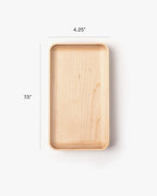 A Valet Tray (Maple - Small), handcrafted from solid maple in a rectangular shape and measuring 7.5 inches high by 4.25 inches wide, is displayed on a white background.